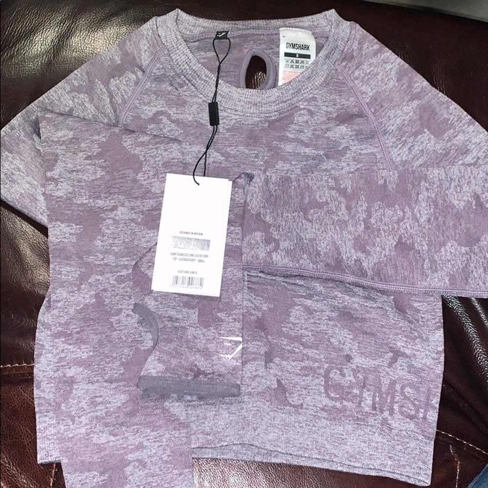 Gymshark Camo Purple Seamless Crop Top size SMALL